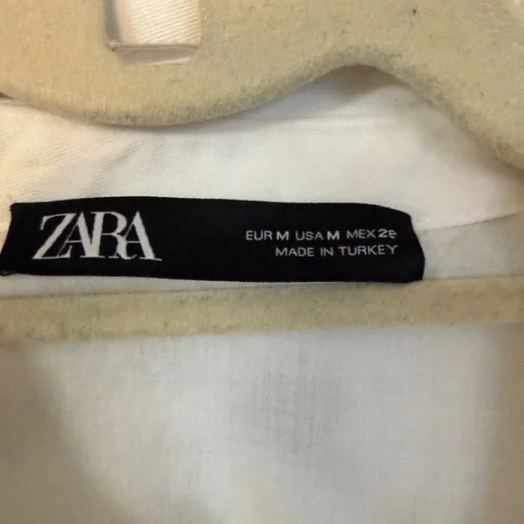 Zara White Eyelet Collared Shift Dress size medium - Picture 6 of 6